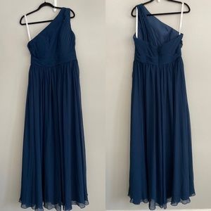 Azazie “Molly” One Shoulder Blue Bridesmaid Dress Size 14